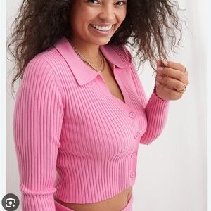 Pink Ribbed Women's long sleeve